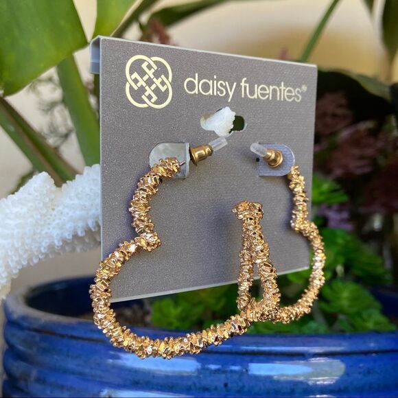 Gold Heart Hoop Daisy Fuentes Fashion Earrings $16ea / 3 for $25 - Picture 8 of 9